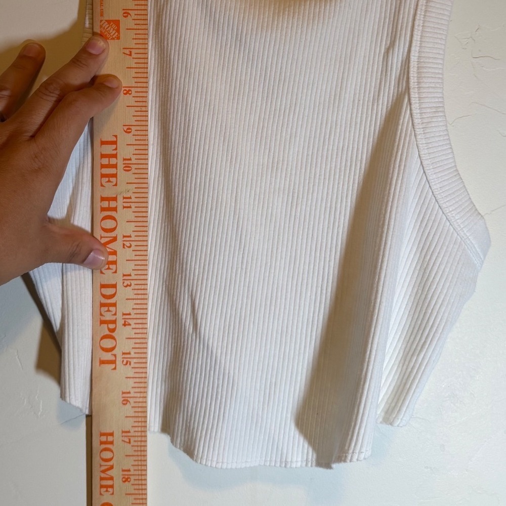 Aeropostale Tank Top Ribbed Cropped Racerback White Large - Picture 4 of 4